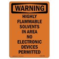 Signmission Safety Sign, OSHA WARNING, 24" Height, Highly Flammable Solvents In Area, Portrait OS-WS-D-1824-V-13246